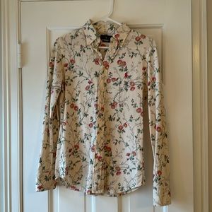 Ralph Lauren Floral Button Down Shirt - Cream and Red